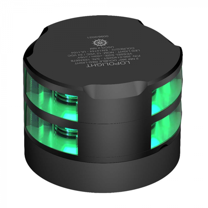 Lopolight Lopolight 360Adeg Double Stacked Green Navigation Light - 2nm - 0.7M Cable - Black Housing - $1055.90 at Everest