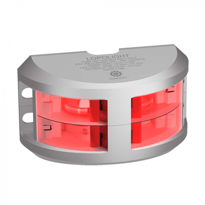 Lopolight Lopolight Series 200-016 - Double Stacked Navigation Light - 2NM - Vertical Mount - Red - Silver Housing - $702.18 at Everest