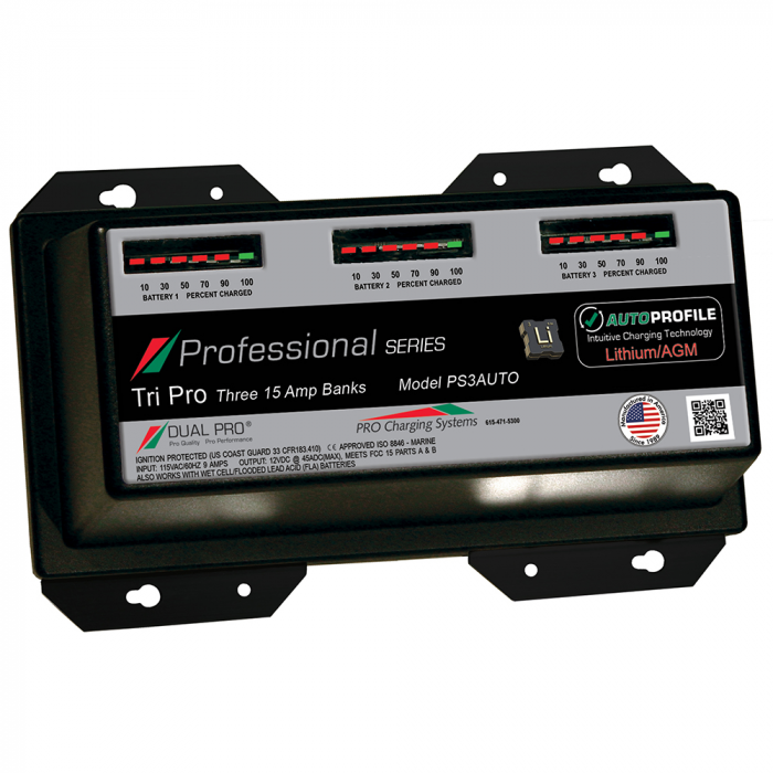 Dual Pro Dual Pro PS3 Auto 15A - 3-Bank Lithium/AGM Battery Charger - $734.99 at Everest