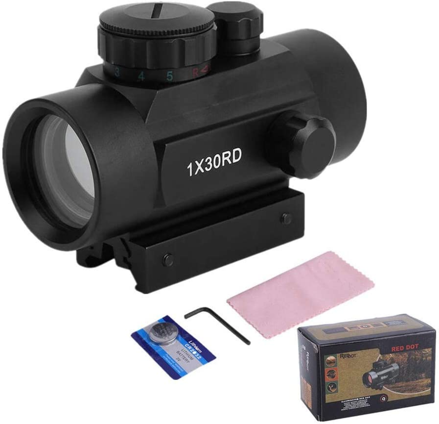 Jinyi Red Green Dot Sight Scope Tactical Enclosed Reflex Sight Adjustable Reticle Laser 30mm Picatinny Rail - $16.99 at Everest