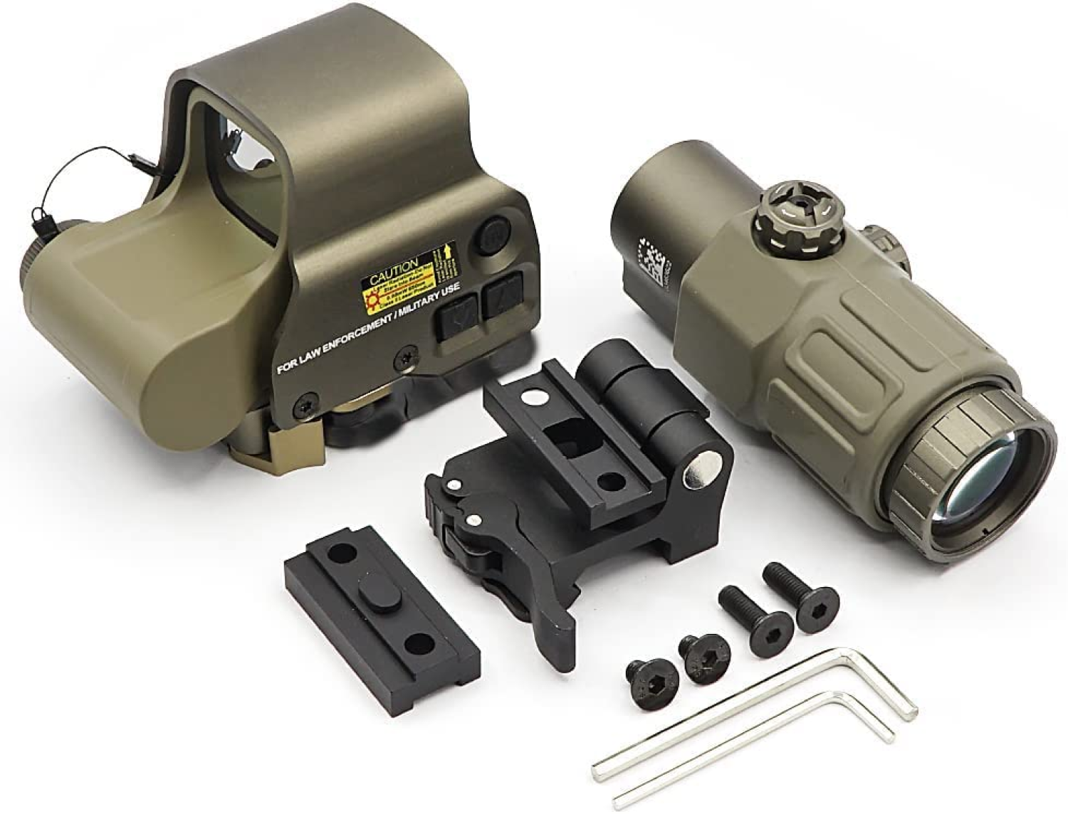 Aimsniper 558 Green Red dot Sight +G3X 3Magnifier Holographic Reflex Sights with Switch to Side Quick Detachable QD Mount for Hunting (TAN) - $107.99 at Everest