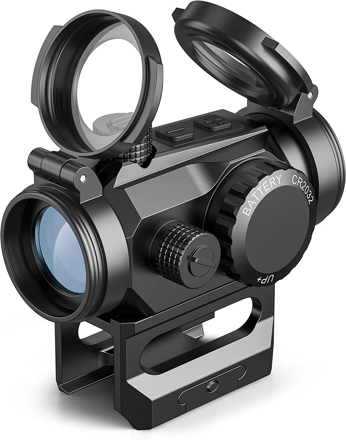 CVLIFE Red Dot Sight, 1x20mm 2MOA Red Dot Scope, Auto On/Off, Compact Optics with Absolute Co-Witness Riser and Low Profile Mount, Flip-Up Lens Shrouds and 11 Brightness Knob Settings