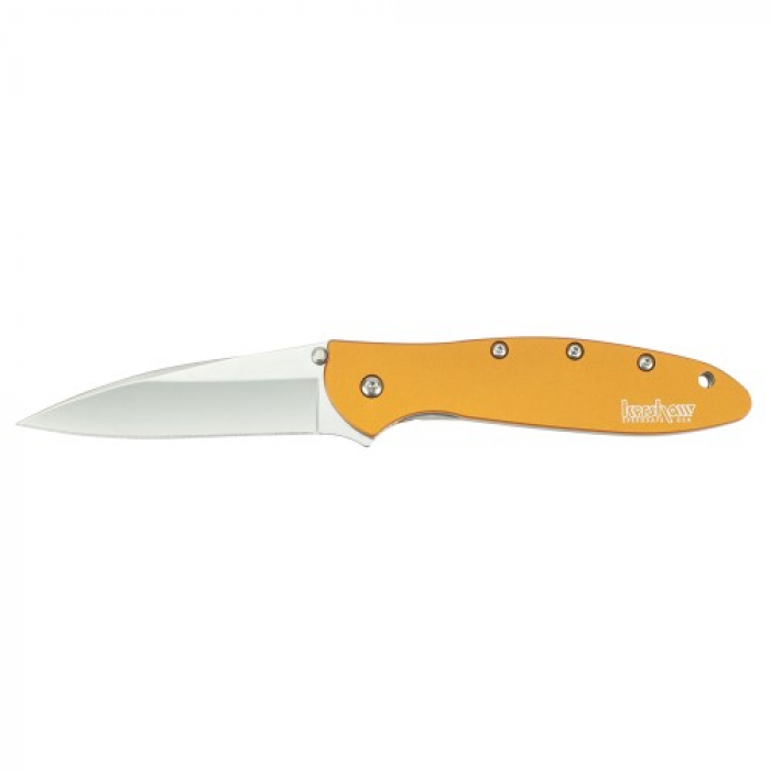 Kershaw Leek Assisted 3 in Bead Blast Plain Orange Aluminum