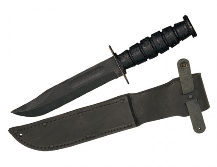 Ontario Knife Company Ontario 498 Combat Fixed 7.0 in Black Blade Leather Handle - $66.58 at Everest