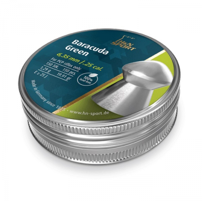 H and N Baracuda Green Lead Free Pellets .25 cal.
