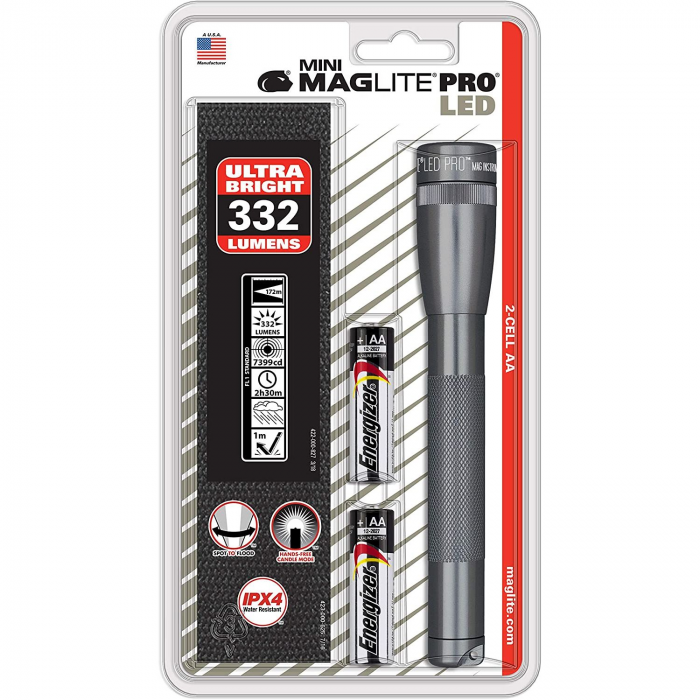 Maglite Mini Maglite LED PRO 2AA Gray Flashlgiht w Holster - $39.09 at Everest