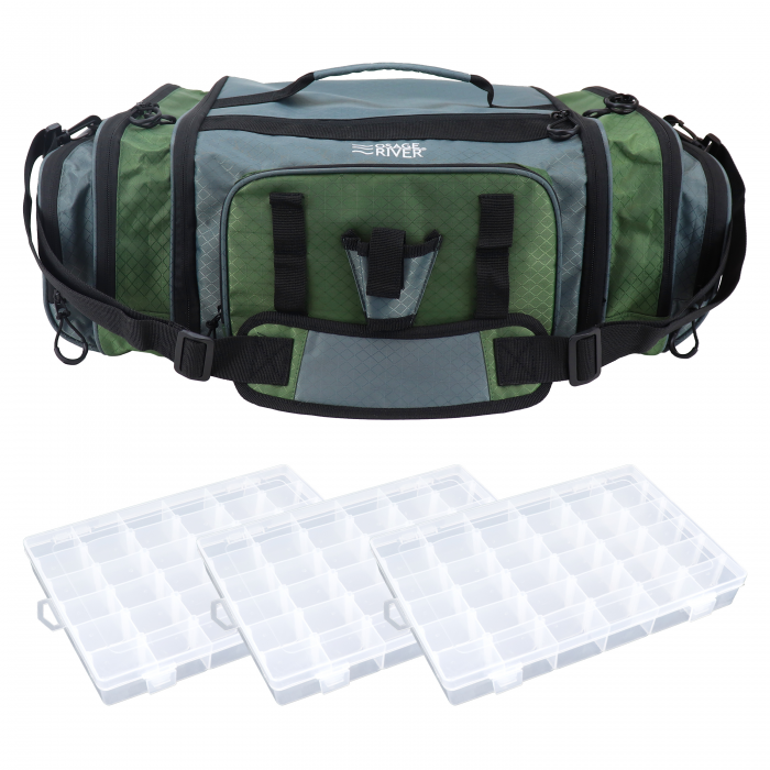 Osage River Osage River Elite Ripstop Fishing Tackle Bag Olive w 3 Tackle Boxes - $59.99 at Everest