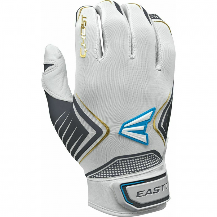 Easton Ghost Fastpitch Batting Gloves-White-Gold-XL