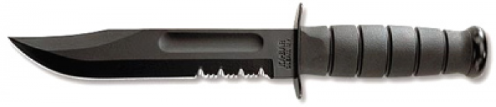 KA-BAR Bowie Fixed 7.0 in Black Combo Blade Kraton Handle