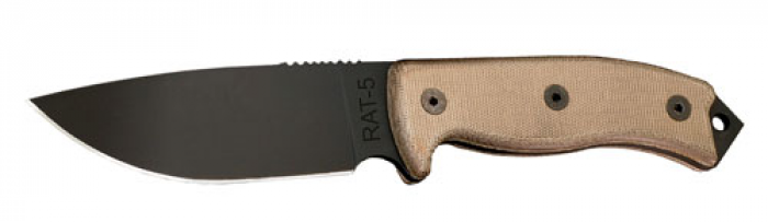 Ontario Knife Company Ontario RAT-5 Fixed 5.0 in Black Blade Tan Micarta Handle - $88.25 at Everest