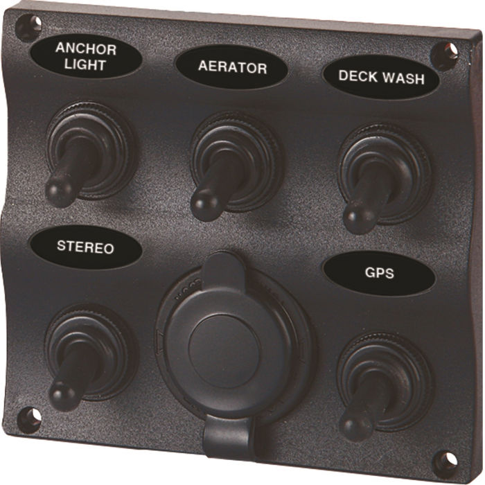 Seasense SeaSense 5 Gang Toggle Switch Panel with 12-Volt Outlet - $49.29 at Everest