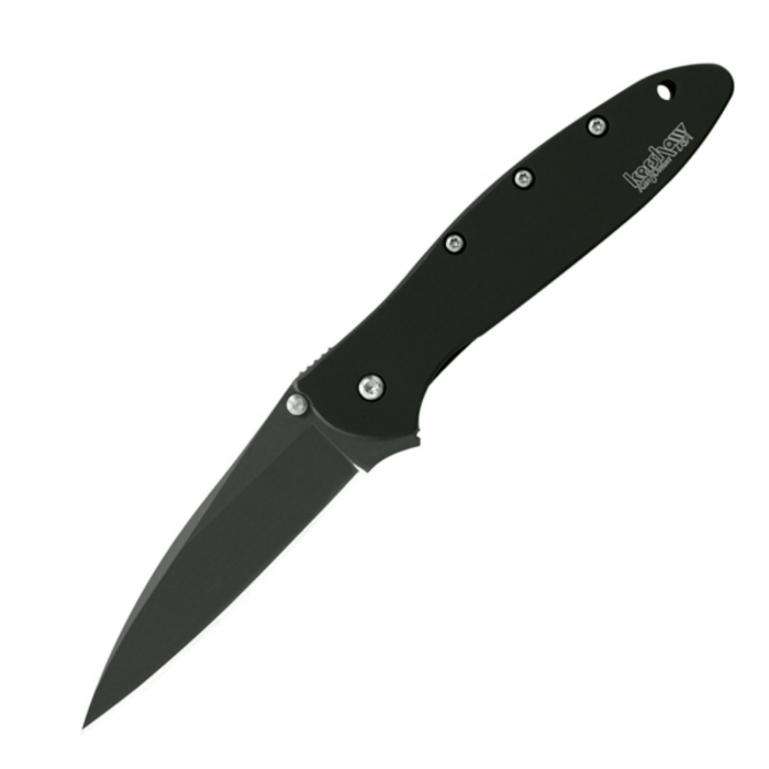 Kershaw Leek Assisted 3in Black Plain Black Stainless Handle