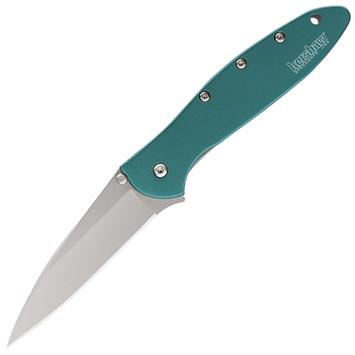 Kershaw Kershaw Leek Assisted 3 in Bead Blast Plain Teal Aluminum - $80.74 at Everest