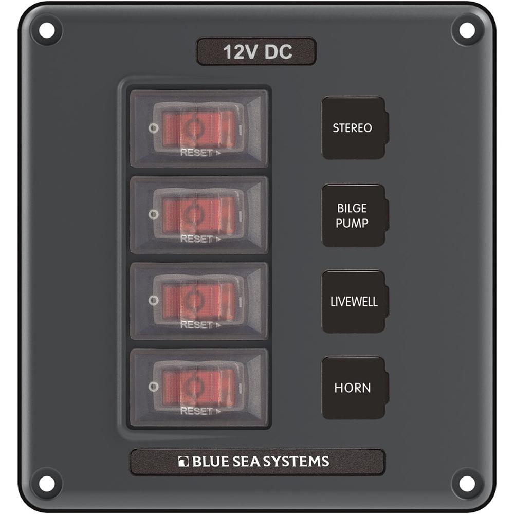 Blue Sea 4320 Circuit Breaker Switch Panel 4 Position - Gray