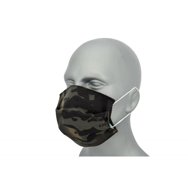 Tactical Pleated Face Mask Cover, Black Camo