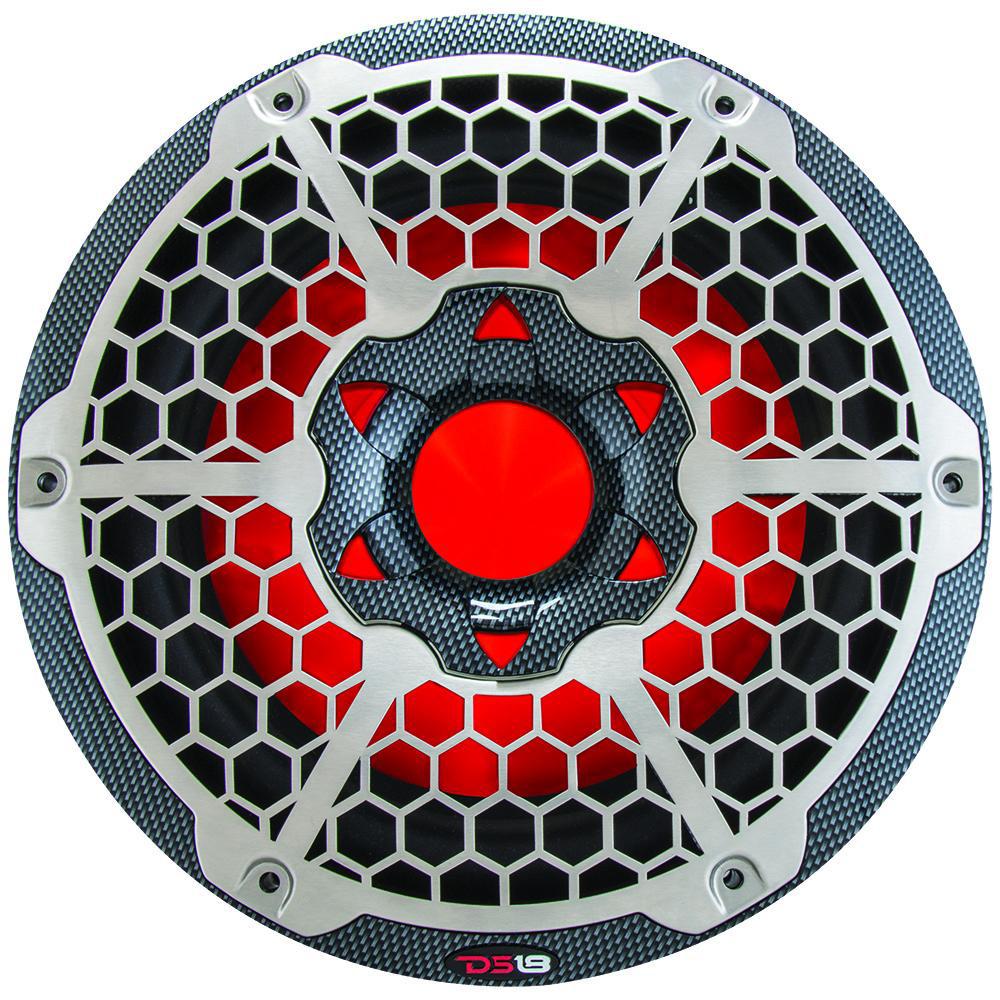 DS18 HYDRO 10 Subwoofer w/RGB Lights - 600W - Carbon Fiber