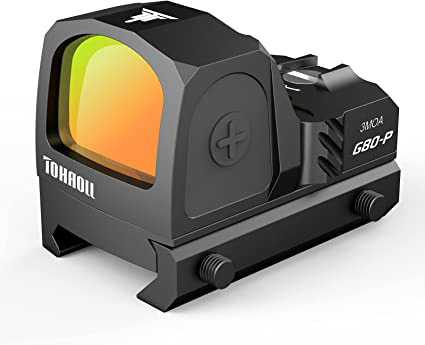 Tohaoll Red Dot Sight, 3 MOA Red Dot Scope with Picatiinny Rail Mounts, Adjustable Brightness Parallax Free Reflex Sight, Shockproof Scratch Resistant Amber Lens Riflescope, Tactical Optic Scope - $39.99 at Everest