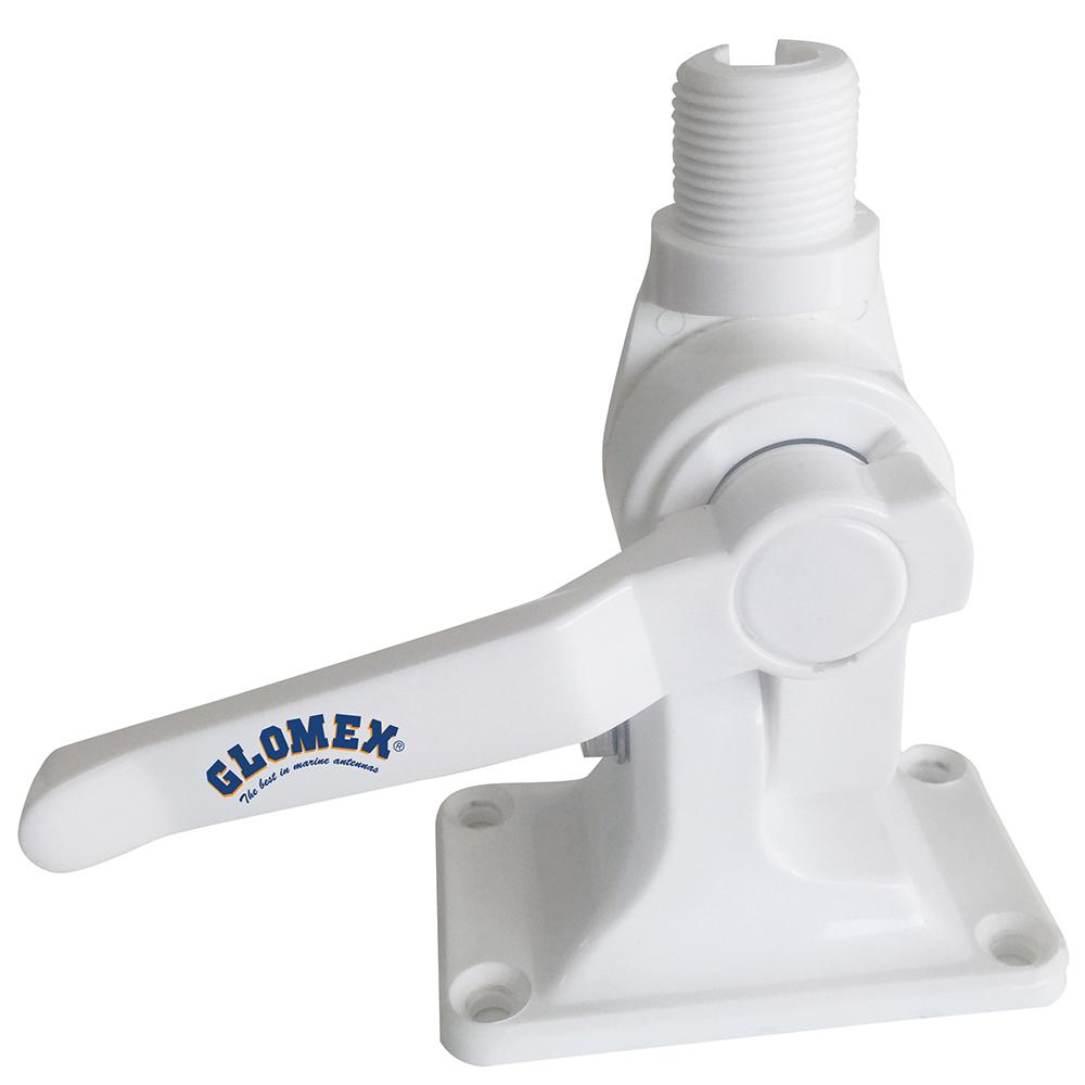 Glomex 4-Way Nylon Heavy-Duty Ratchet Mount w/Cable Slot & Built-In Coax Cable Feed-Thru 1-14 Thread
