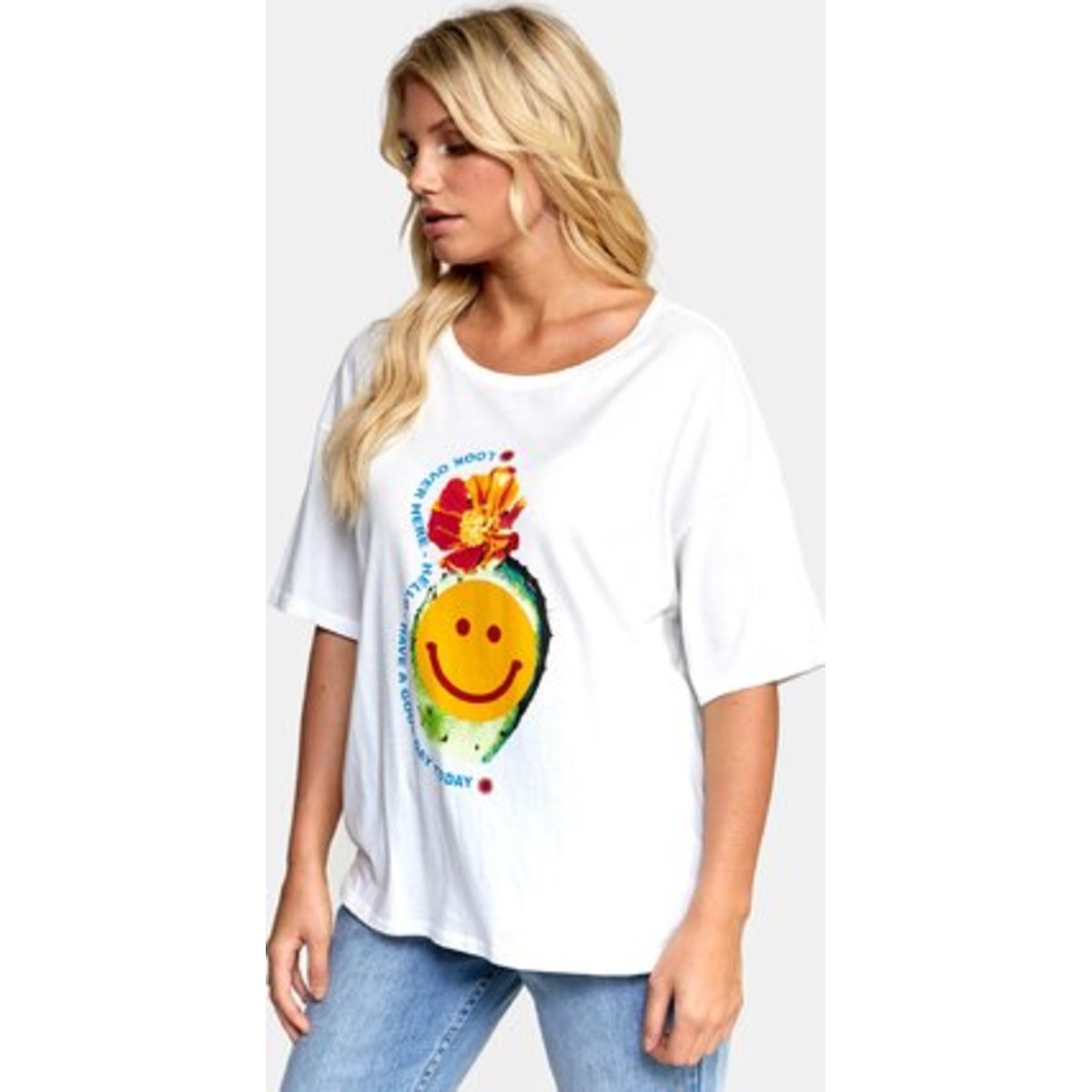 Everest HAPPY CACTUS BF TEE - VINTAGE WHITE / XS/6 - $32.25 at Everest