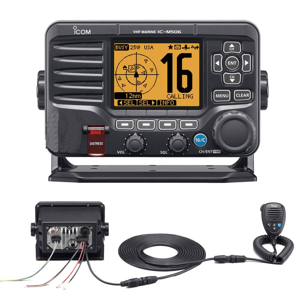 Icom M506 VHF Fixed Mount w/Rear Mic & NMEA 0183/2000(R) - Black