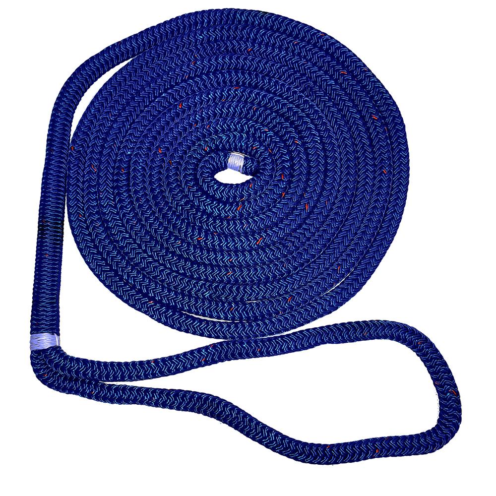 Everest New England Ropes 5/8 X 50' Nylon Double Braid Dock Line - Blue w/Tracer - $239.05 at Everest