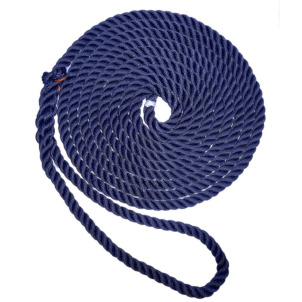 New England Ropes 3/8 X 25' Premium Nylon 3 Strand Dock Line - Navy Blue