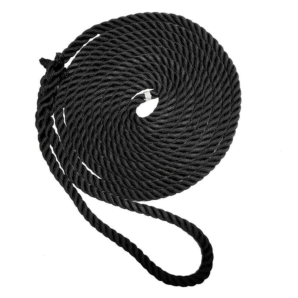 Everest New England Ropes 3/4 X 25' Premium Nylon 3 Strand Dock Line - Black - $143.25 at Everest
