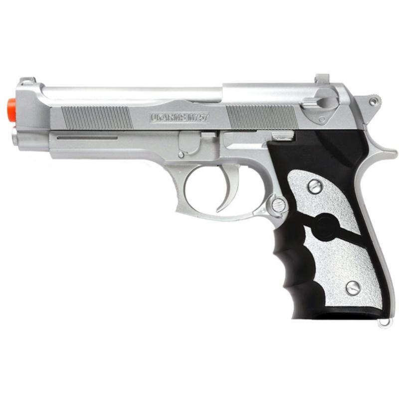UK ARMS Airsoft Spring Pistol w/ Ergonomic Grip - SILVER