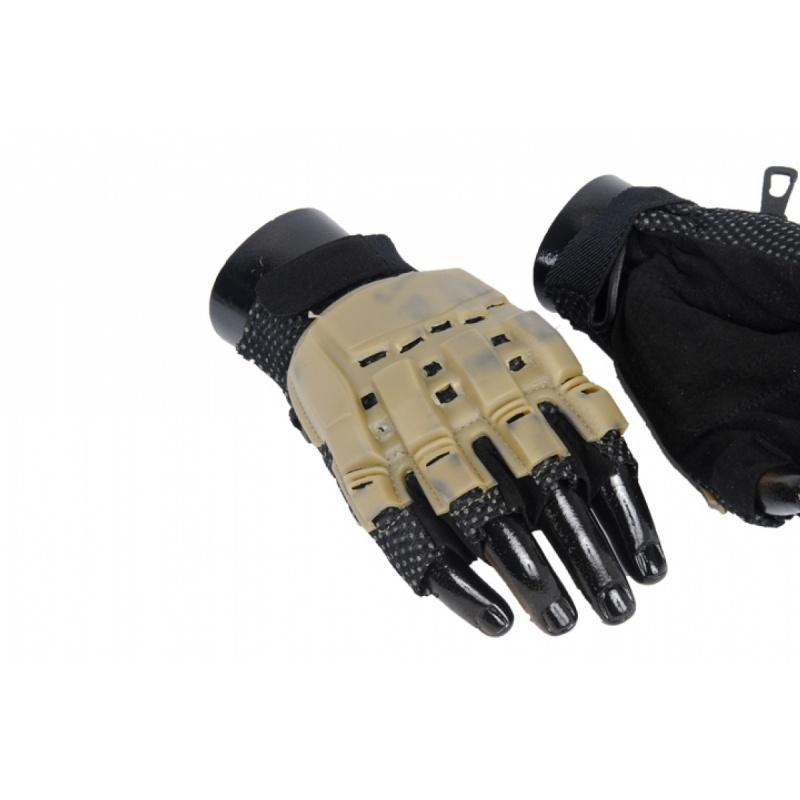 TMC Tactical Airsoft Half Finger XL Armored Gloves - TAN