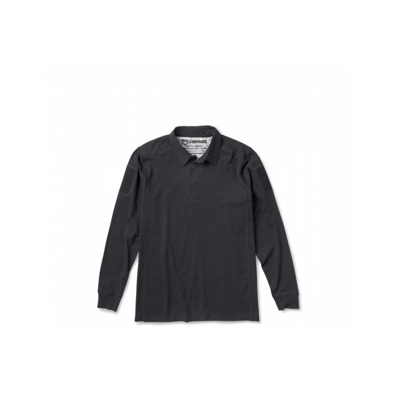 Cannae Professional Operator Long Sleeve Spandex Polo Shirt - BLACK - X LRG