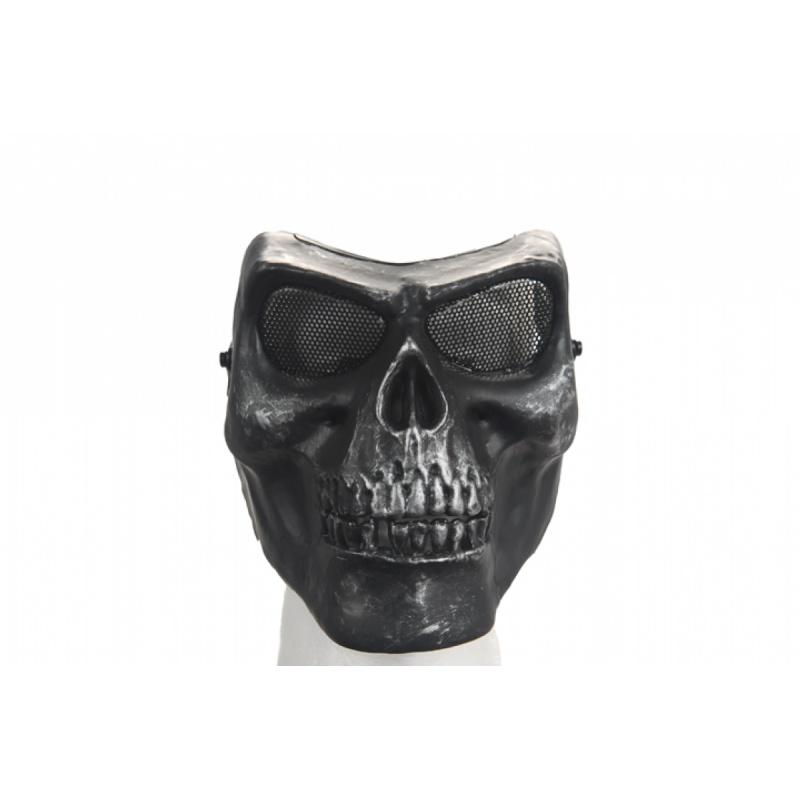UK Arms Airsoft Mesh Skull Full Face Mask Gen 2 - SILVER/BLACK