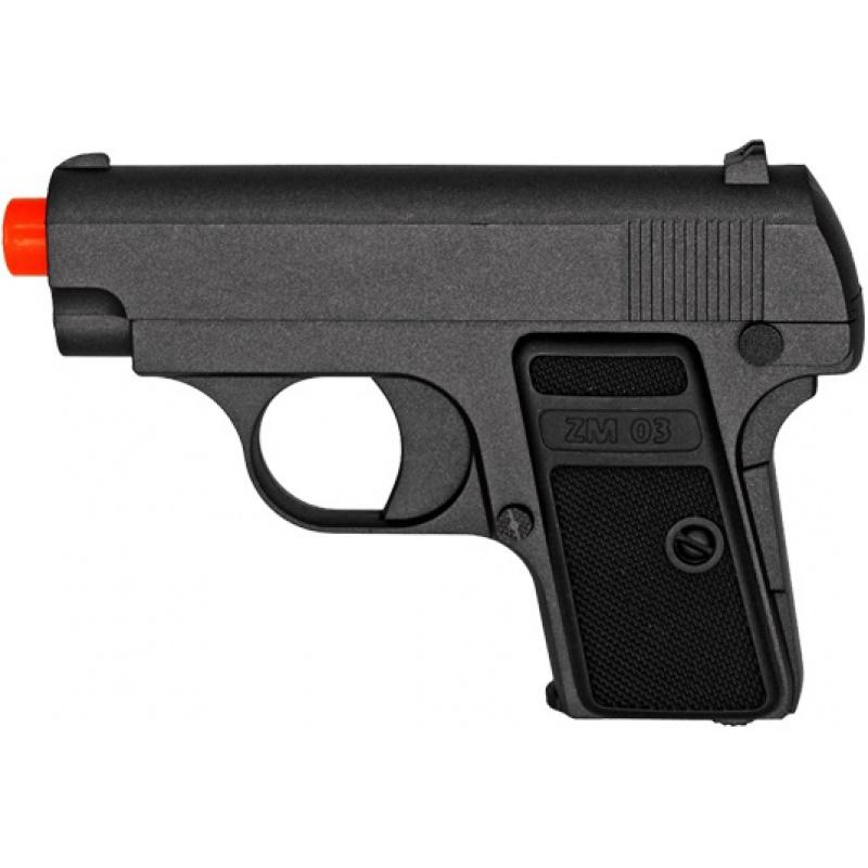 UK Arms Airsoft Plastic Spring Pistol w/ Metal Grip - BLACK