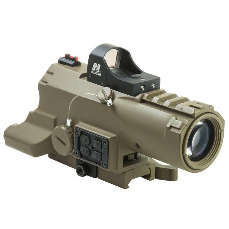 NcStar ECO 4x34 Micro Green Dot Scope w/ Laser & Navigation Pod - TAN