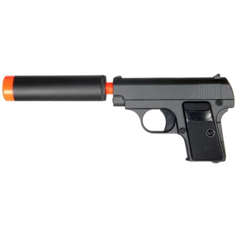 UK Arms Airsoft G1A Metal Spring Pistol w/ Barrel Extension - BLACK