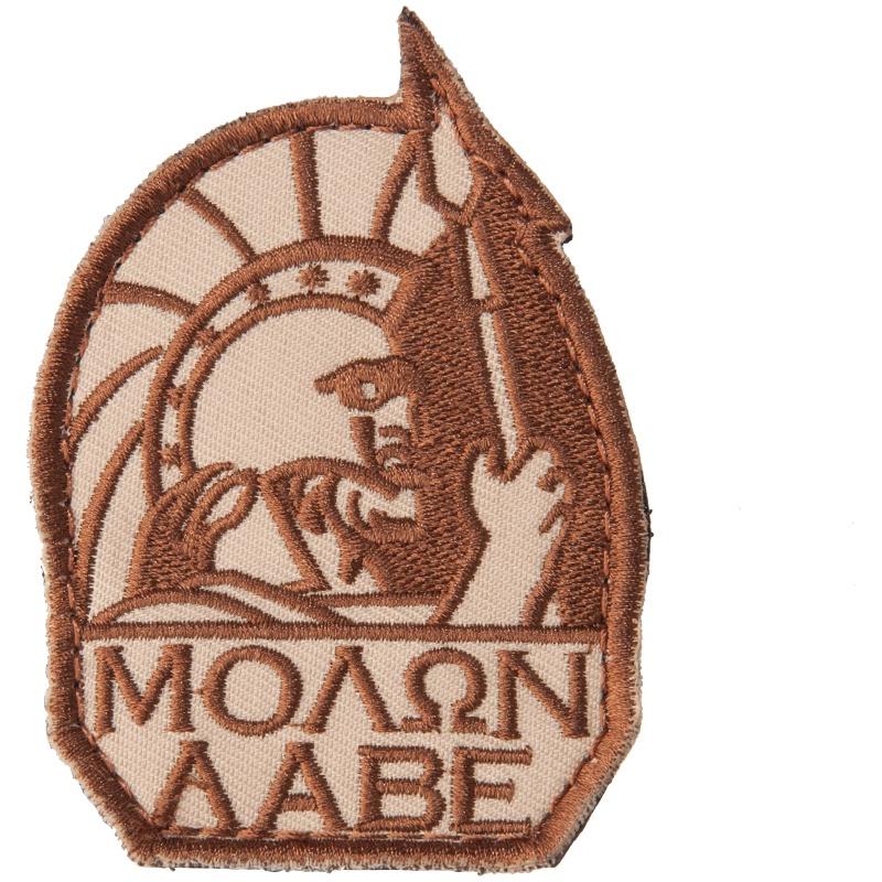 TMC Airsoft AC-142 Molon Labe Hook and Loop Morale Patch - TAN