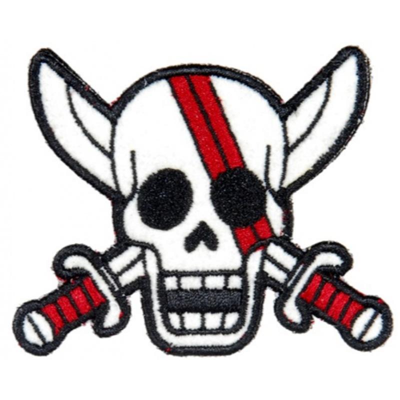 TMC Airsoft AC-140l Pirate Skull Morale Patch - WHITE/RED
