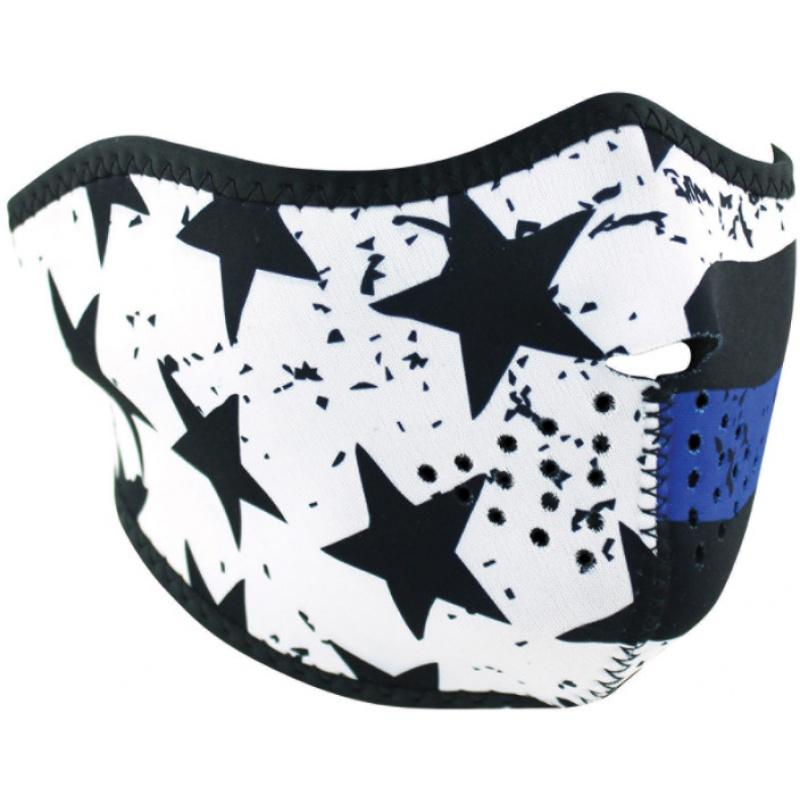 ZANheadgear Airsoft Tactical Blue Line Motley Half Face Mask - BLACK