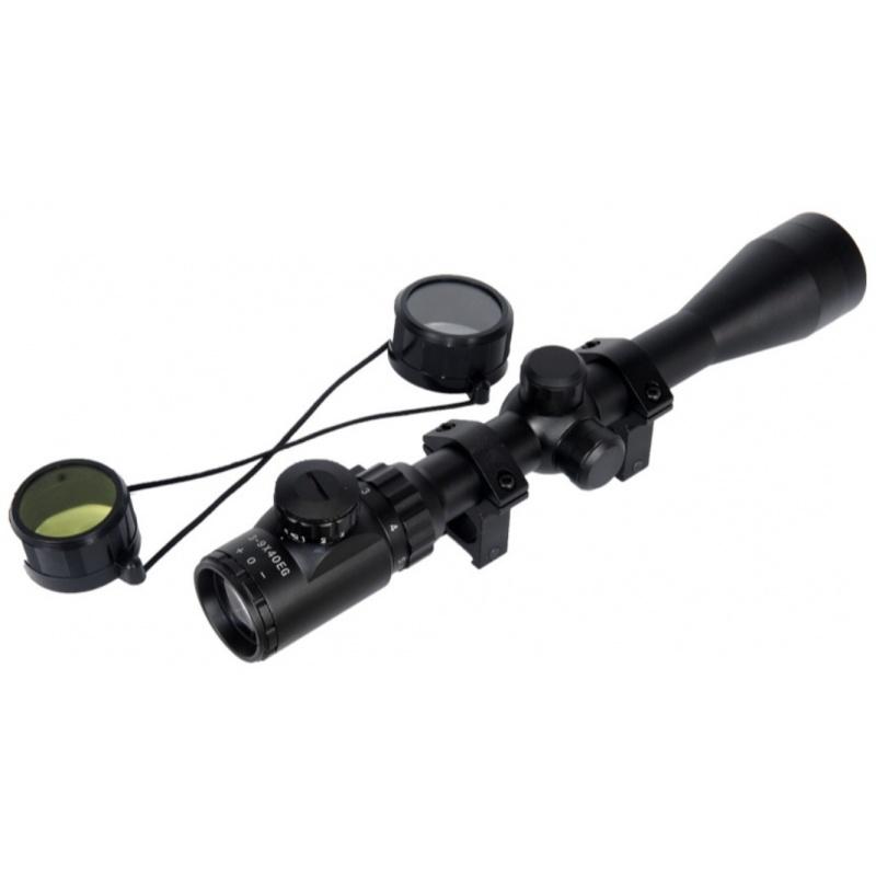Lancer Tactical 3X9 Red and Green Metal Rifle Scope - BLACK