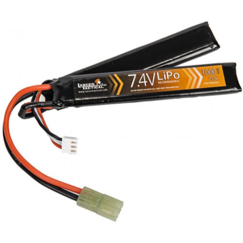 Lancer Tactical Airsoft LiPo 7.4V 1000mAh Nunchuck 20C Battery