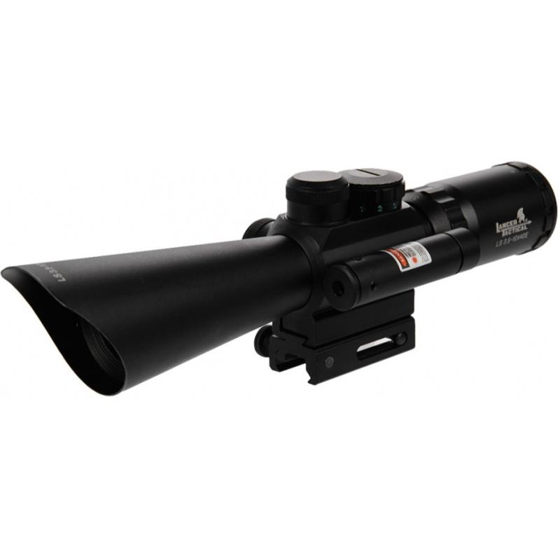Lancer Tactical 3.5-10X40 ER Red & Green Scope w/ Laser - BLACK