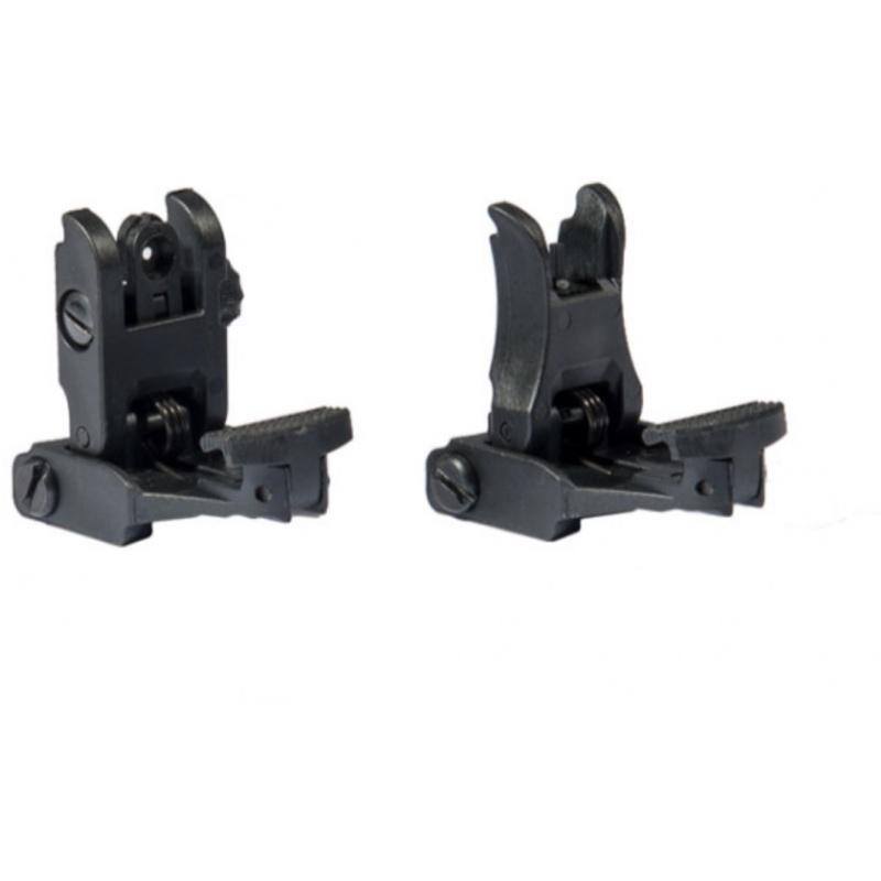 TMC 7E1L Airsoft Front and Rear Folding Sight Set - BLACK