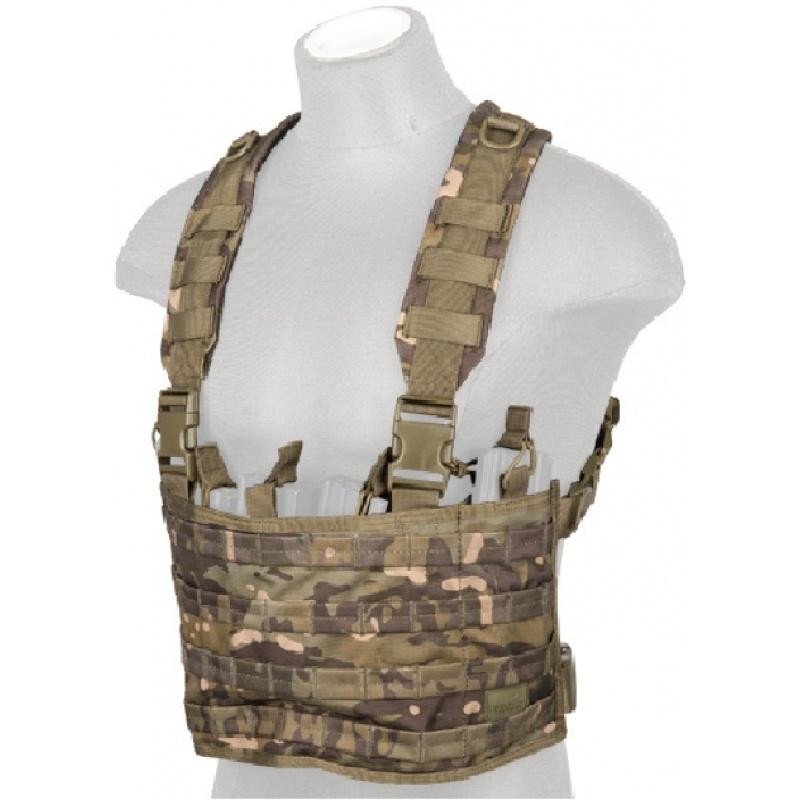 Lancer Tactical Airsoft 1000D Nylon Denier QR MOLLE Chest Rig - CAMO TROPIC