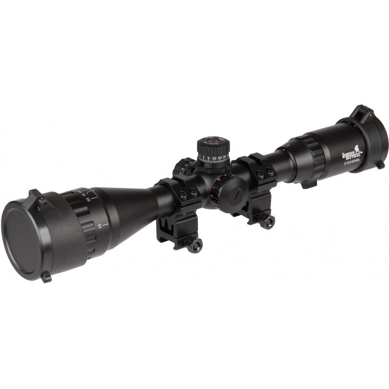 Lancer Tactical 3-12x40 AOL Metal Mil-Dot Rifle Scope - BLACK