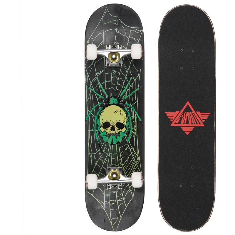 L-Sport Skull Spider Black Complete Skateboard (8.0 x 31)
