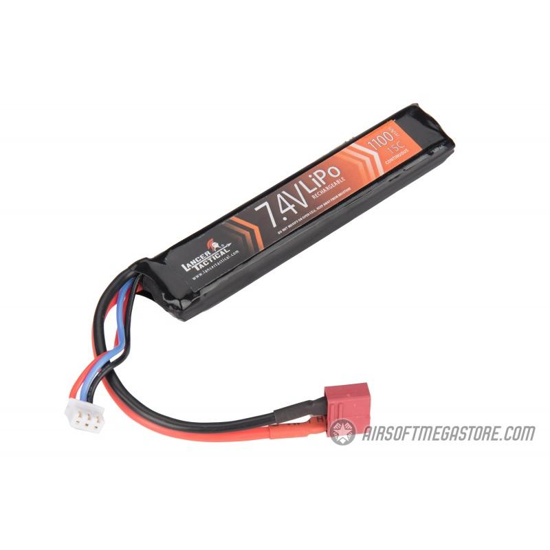 Lancer Tactical 7.4V 1100 mAh 15C Stick LiPo Battery w/ Deans Connector