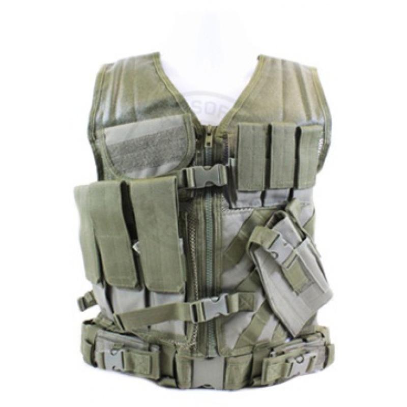 Everest NcStar Military Cross Draw Tactical Vest w/ Holster - OD GREEN - $53.49 at Everest