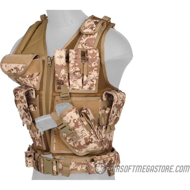 Everest Lancer Tactical 1000D Nylon Airsoft  Combat Vest w/ Holster - DESERT DIGITAL - $48.15 at Everest