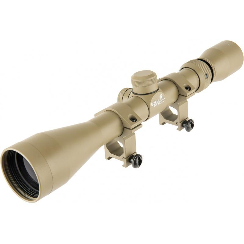 Lancer Tactical 3 - 9 x 40 Rifle Scope w/ Rings -TAN