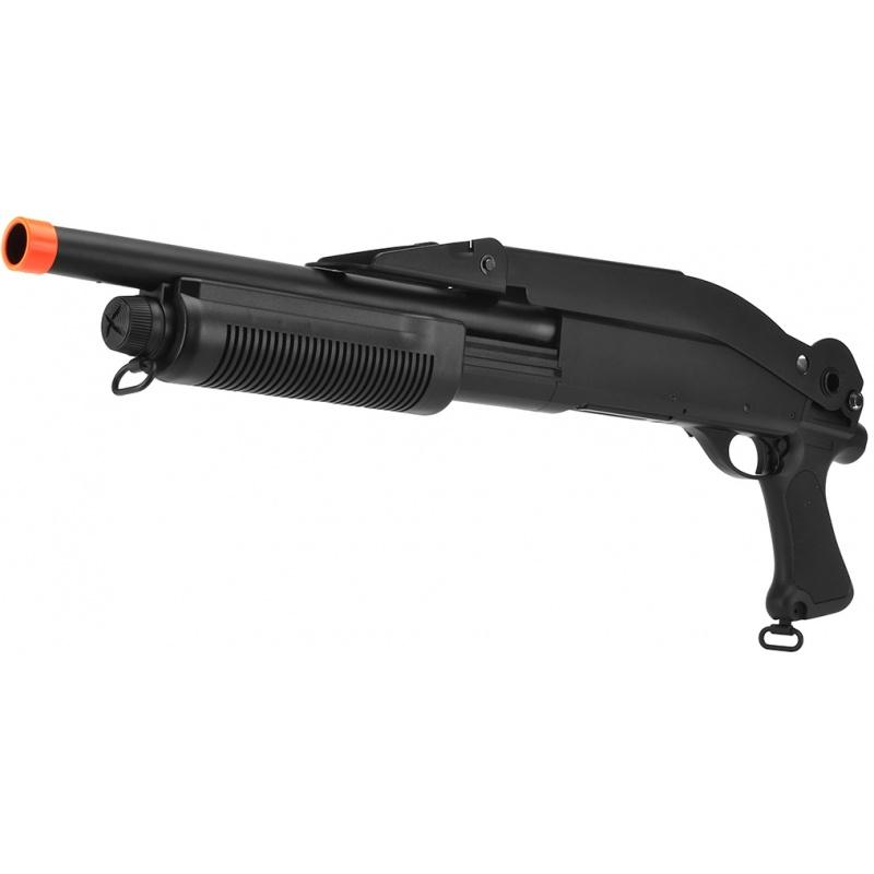 Everest Lancer Tactical Airsoft Shotgun Short Barrel Tri-Burst w/ Folding Stock - BLACK - $69.55 at Everest