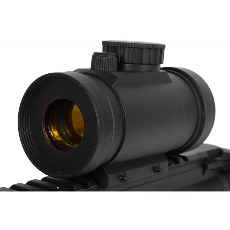 DE Airsoft Plastic Illuminated Red Dot Scope w/ Rail Mount
